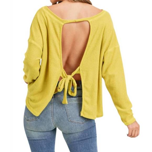 NEW PAINTED THREADS alexia pullover open-back sweater in mustard - Picture 2 of 4